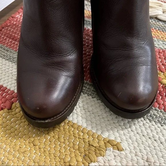 Genuine leather brown high-heeled booties size 39EU (8.5 US) - Picture 6 of 14